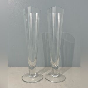 Krosno Pair of Crystal Heart Shaped Toasting Champagne Flutes Made in Poland